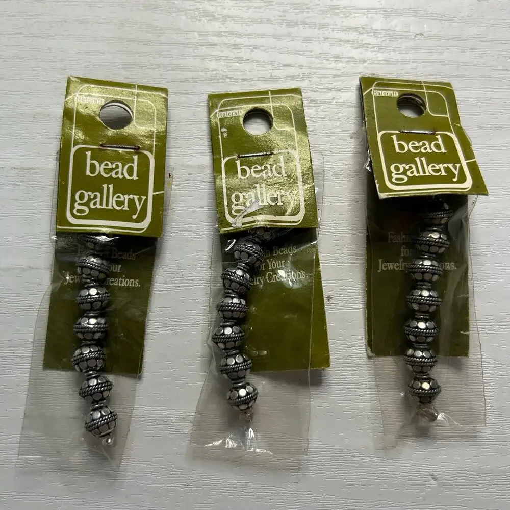 Bead Gallery Silver Metal Bead Findings Lot 7 Cards